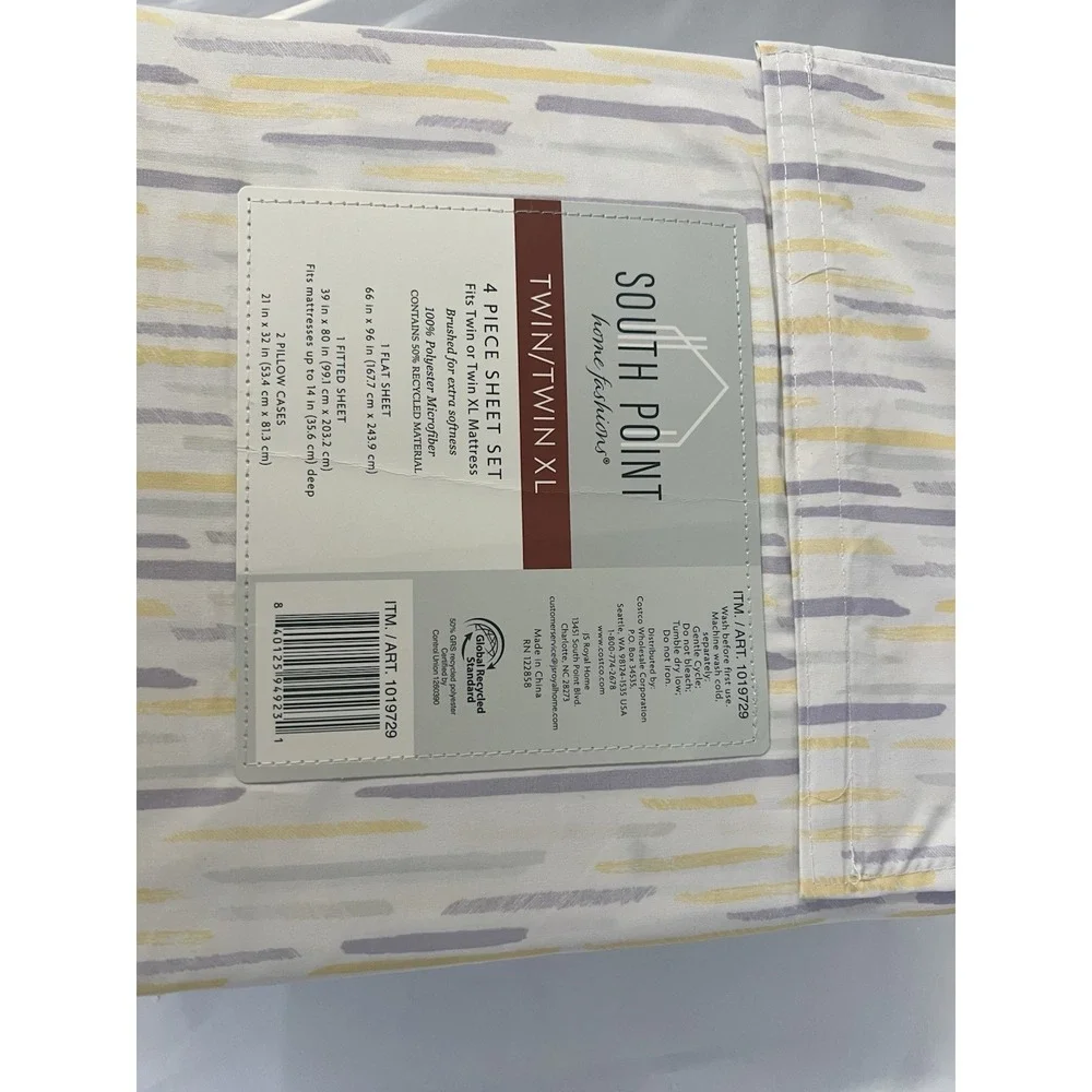 South Point Home Fashions Twin/Twin XL 4 Piece Sheet Set Yellow Purple Abstract